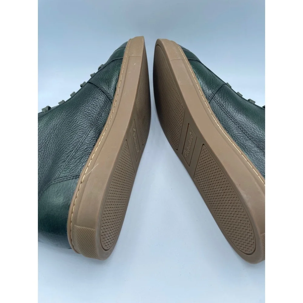 Studio Belvedere Baltazar Green Leather High Top Sneakers Side Zip‎ Mens 10 D